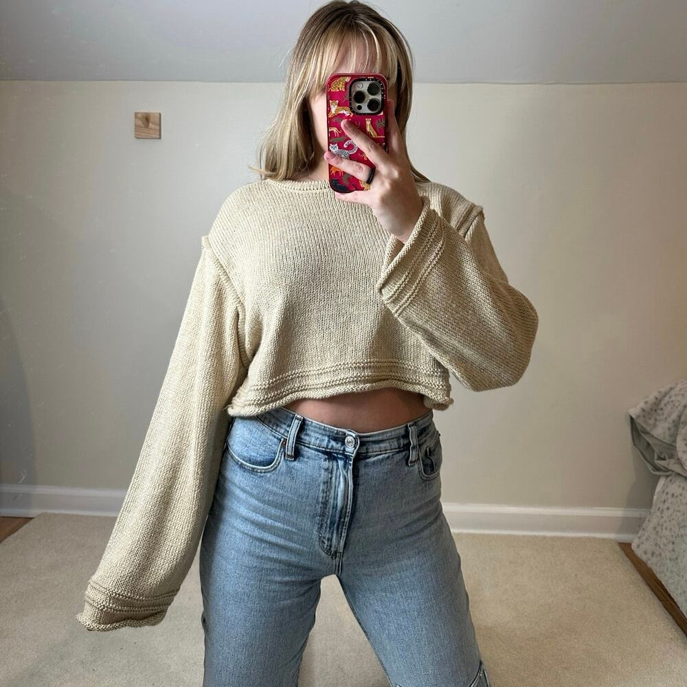 Zara: Tan Knit Cropped Sweater